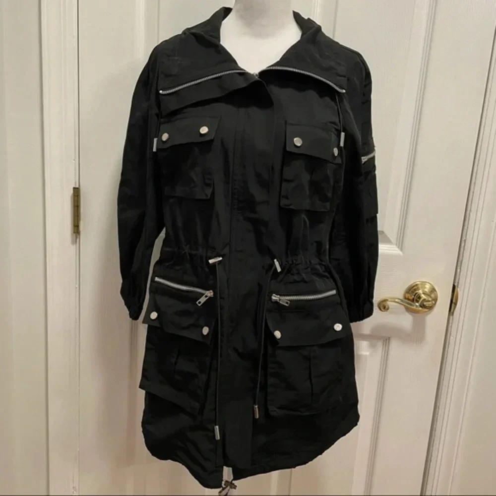 Caché Lightweight Pocket Zipper Windbreaker Rain Trench Coat XS - Picture 2 of 10